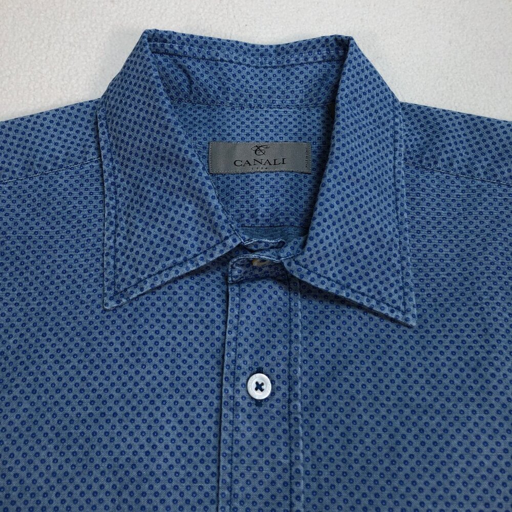Canali Blue Patterned Dress Shirt